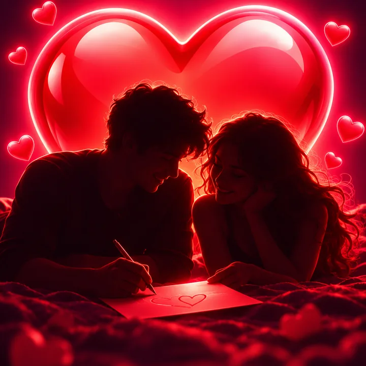 Custom dares: a couple writing a card together